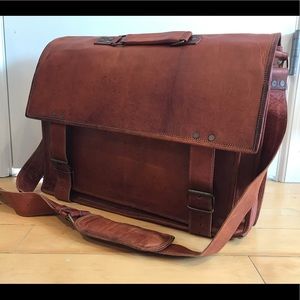 New Leather 18” Handmade Messenger Bag Briefcase